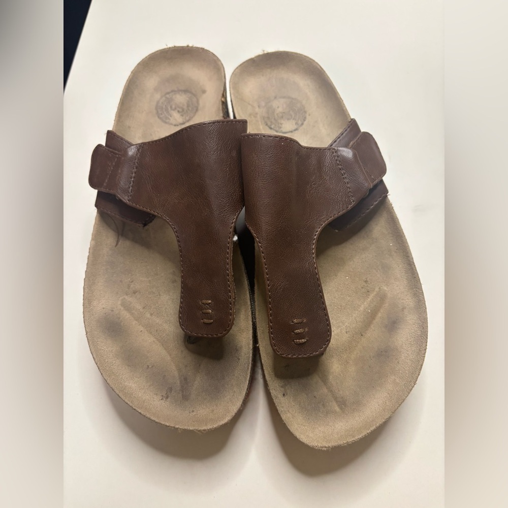 Espadrille Cork Platform Sandals Size 8 Brown Multi color Thong Flip Flop Y2K